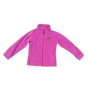 Columbia Pink Fleece Zip Up Jacket Girls Sz XS Zipper Pockets